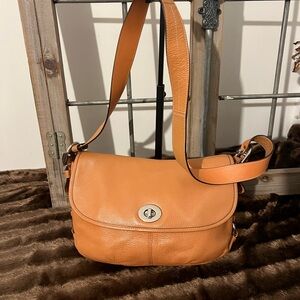 Vintage Coach Orange Leather Shoulder Bag